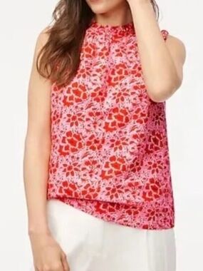 J. Crew Pink & Red Floral Sleeveless Shell Top